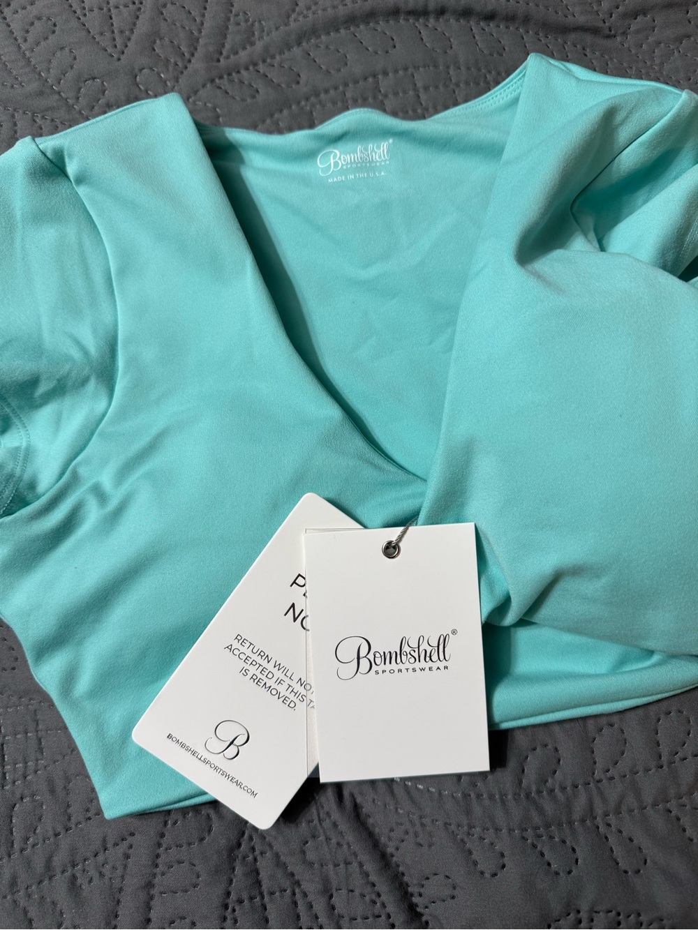 Bombshell Sportswear Aqua V-Neck Active Top - Teal